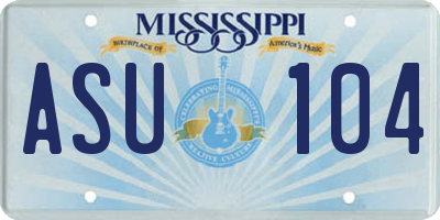 MS license plate ASU104