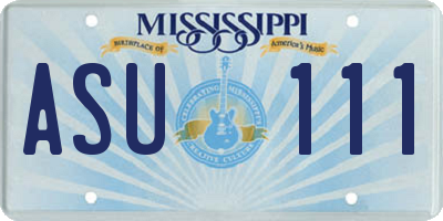 MS license plate ASU111
