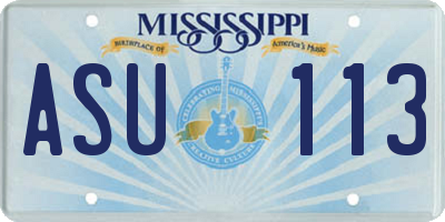 MS license plate ASU113