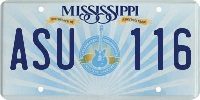 MS license plate ASU116