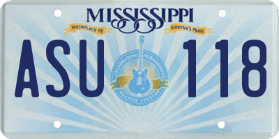 MS license plate ASU118