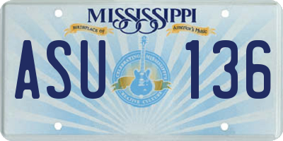 MS license plate ASU136