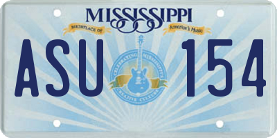 MS license plate ASU154