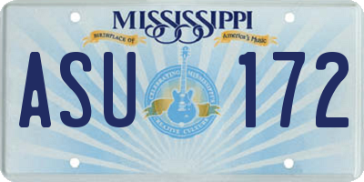 MS license plate ASU172