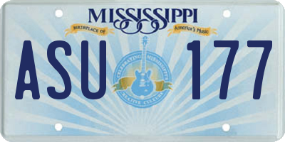 MS license plate ASU177