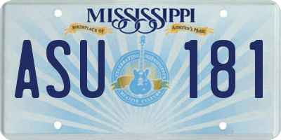 MS license plate ASU181