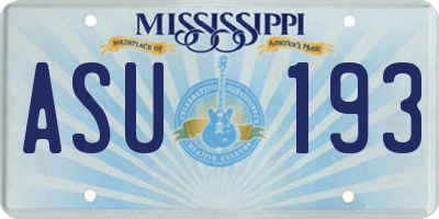 MS license plate ASU193