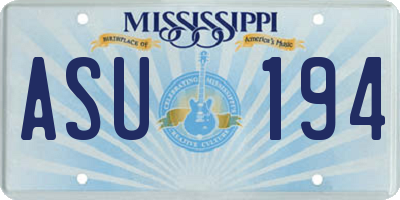 MS license plate ASU194
