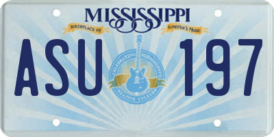 MS license plate ASU197