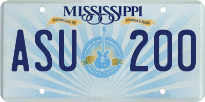 MS license plate ASU200