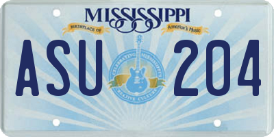 MS license plate ASU204