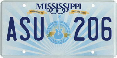 MS license plate ASU206