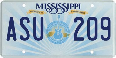 MS license plate ASU209