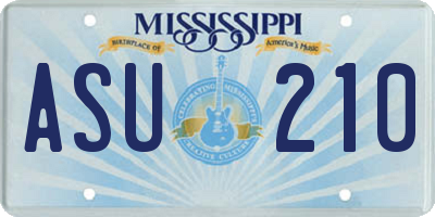 MS license plate ASU210