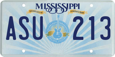 MS license plate ASU213