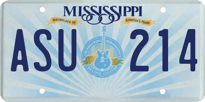 MS license plate ASU214