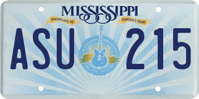 MS license plate ASU215