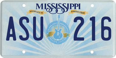 MS license plate ASU216