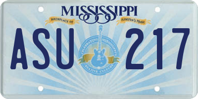 MS license plate ASU217