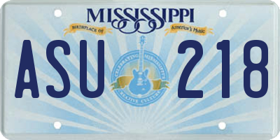 MS license plate ASU218