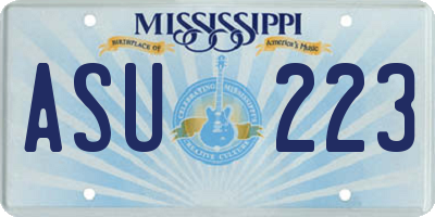 MS license plate ASU223