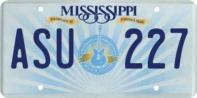 MS license plate ASU227