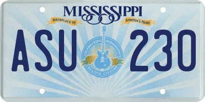 MS license plate ASU230