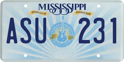 MS license plate ASU231