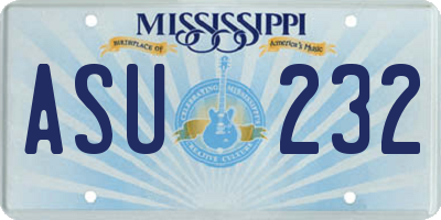MS license plate ASU232