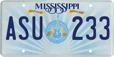 MS license plate ASU233