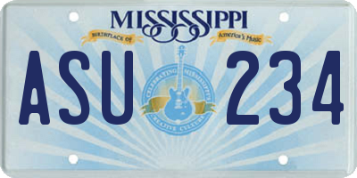 MS license plate ASU234