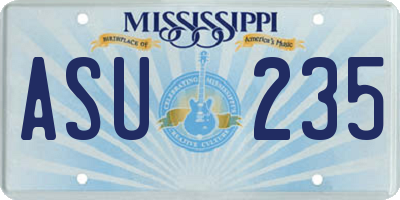 MS license plate ASU235