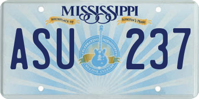 MS license plate ASU237