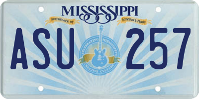 MS license plate ASU257
