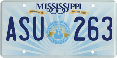 MS license plate ASU263