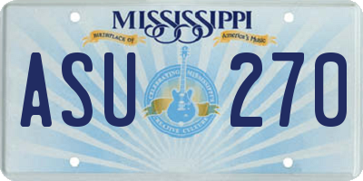 MS license plate ASU270