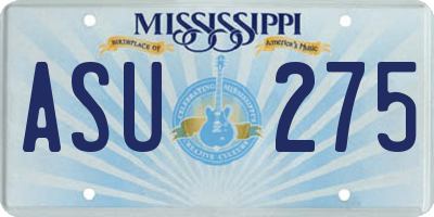 MS license plate ASU275