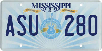 MS license plate ASU280