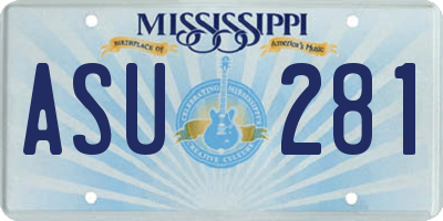 MS license plate ASU281