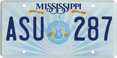 MS license plate ASU287