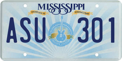 MS license plate ASU301