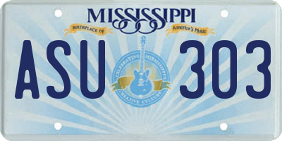 MS license plate ASU303