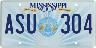 MS license plate ASU304