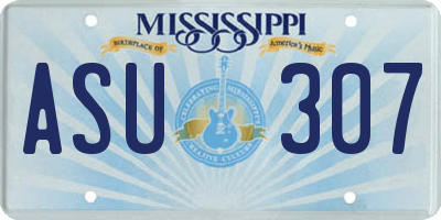 MS license plate ASU307