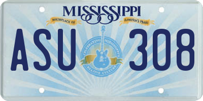 MS license plate ASU308
