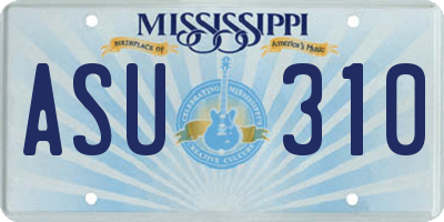 MS license plate ASU310