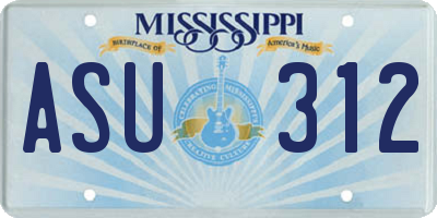 MS license plate ASU312