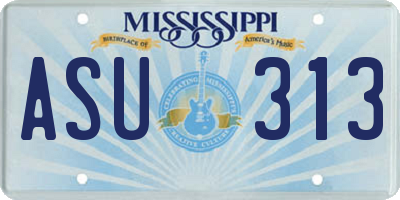 MS license plate ASU313