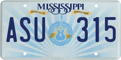 MS license plate ASU315