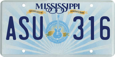 MS license plate ASU316